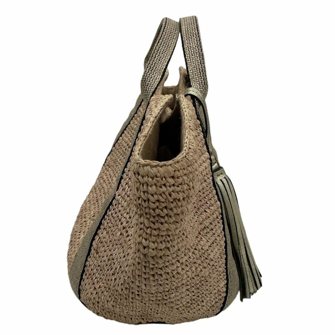 VIOLAd'OROヴィオラドーロ  ラフィアトートバッグかごバッグ 保存袋付き レディースのバッグ(かごバッグ/ストローバッグ)の商品写真