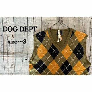 ドッグデプト(DOG DEPT)のDOG DEPT ベスト　Vネック　チェック　Ｓ　トップスニット(ニット/セーター)