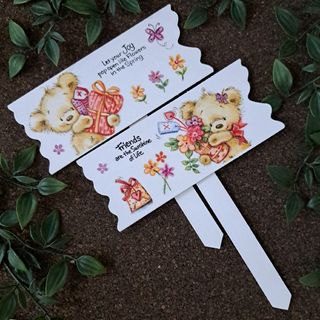 ガーデンピック(くま)デコパージュ　花柄　フラワー　くま雑貨　テディベア　園芸(その他)