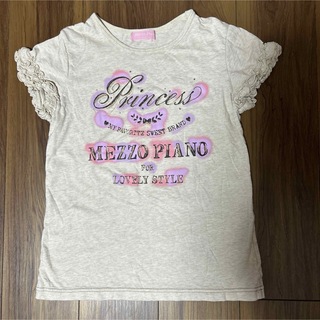 メゾピアノ(mezzo piano)のメゾピアノ　ベージュ　フリル袖半袖Tシャツ160(Tシャツ/カットソー)