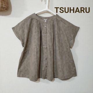 ツハルバイサマンサモスモス(TSUHARU by Samansa Mos2)のツハル  花柄ドビーブラウス  モカ(Tシャツ(半袖/袖なし))