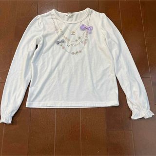 エニィファム(anyFAM)のanyFAM 長袖カットソー　リボン付き白　140cm(Tシャツ/カットソー)