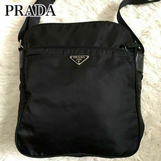 PRADA - 美品✨プラダ ショルダーバッグ ナイロン 三角ロゴ スクエア マチあり 黒