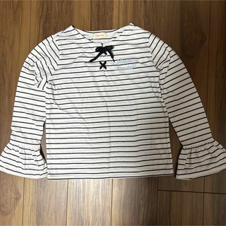 レピピアルマリオ(repipi armario)のレピピアルマリオ　白×黒　ボーダー　長袖カットソー150(Tシャツ/カットソー)