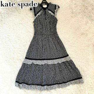 ケイトスペードニューヨーク(kate spade new york)の未使用級 本田翼着用 ✨ケイトスペード ワンピース 花柄 リボン フレア(ロングワンピース/マキシワンピース)