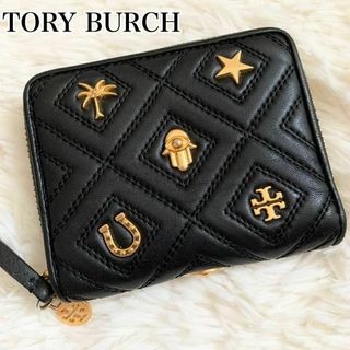 Tory Burch - 美品 レア✨トリーバーチ 折り財布 ラウンド コンパクト スタッズ レザー 黒