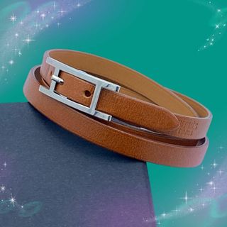 エルメス(Hermes)の《美品》　エルメス　アピ3  レザー　ブレスレット　ブラウン系　シルバー金具(ブレスレット/バングル)