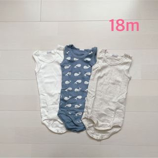 プチバトー(PETIT BATEAU)のプチバトー　タンクトップボディ3枚組　18m(ロンパース)