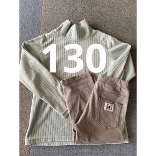 ユニクロ(UNIQLO)のUNIQLO ハイネック　フリース　130 ミント　短パン　記名なし(Tシャツ/カットソー)