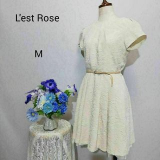 L'EST ROSE - レストローズ　極上美品　ドレス　パーティー　ワンピース　生成り色系　Мサイズ