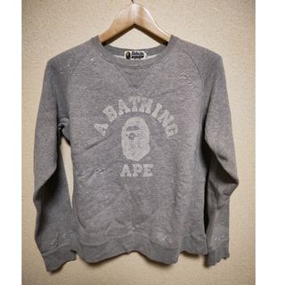 A BATHING APE - 希少 A BATHING APE  ユーズド加工  カレッジロゴ スウェット