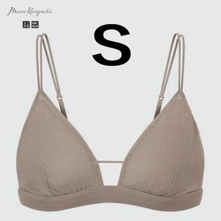 ユニクロ(UNIQLO)のユニクロ ワイヤレスブラ　ノンパッド　S　茶色 ブラウン マメ クロゴウチ(ブラ)