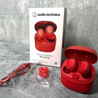 美品　audio-technica Bluetooth イヤフォン　RED(ヘッドフォン/イヤフォン)