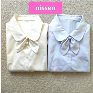 39【nissen】ニッセン 事務服 制服 ブラウス リボン付き Sサイズ