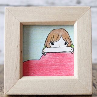 【572】【女の子の絵】額付オリジナルアナログ手描きイラスト原画　自作創作作品(アート/写真)