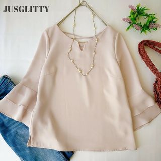 ジャスグリッティー(JUSGLITTY)のジャスグリッティー　ピンクベージュ　ブラウス　ベルスリーブ　Ｓ(シャツ/ブラウス(長袖/七分))