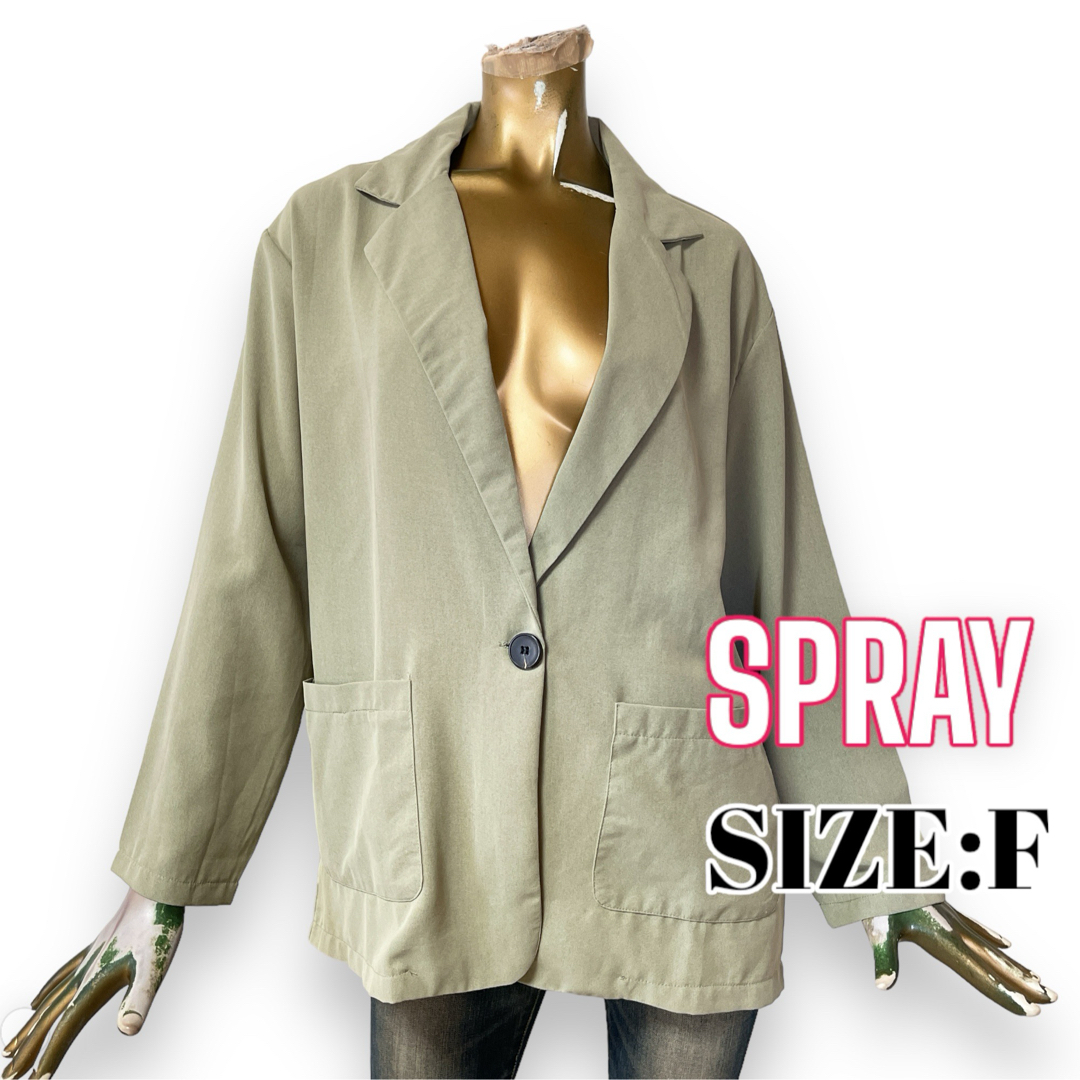 SpRay(スプレイ)のSPRAY ♥ シンプル オーバー リネンライク シャツ風 薄手ジャケット レディースのジャケット/アウター(ノーカラージャケット)の商品写真