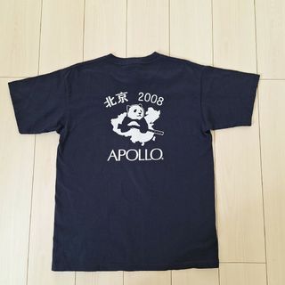 ◆美品◆北京◆パンダ◆APOLLO◆ネイビー×白◆Tシャツ◆L◆メンズ◆(Tシャツ/カットソー(半袖/袖なし))