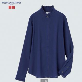 ユニクロ(UNIQLO)のsizeL☆UNIQLOイネス・ド・ラ・フレサンジュコットンフリルシャツ（長袖）(シャツ/ブラウス(長袖/七分))