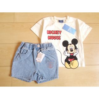 ディズニー(Disney)の新品ミッキー*子供服Ｔシャツ*未使用ディズニー*送料無料デニム*Disney半袖(Tシャツ/カットソー)