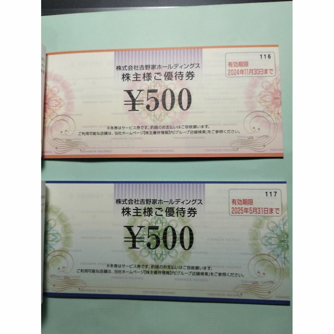 吉野家 株主優待券1万円分 有効期限2024年11月30日＆2025年5月31日 チケットの優待券/割引券(レストラン/食事券)の商品写真