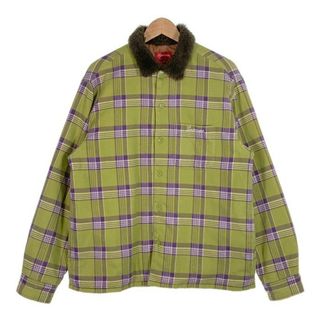 シュプリーム(Supreme)のSUPREME シュプリーム 21AW Faux Fur Collar Flannel Shirt フェイクファーカラー フランネルシャツ グリーン 中綿 Size M(シャツ)