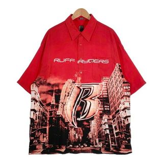 ラフライダーズ(RUFF RYDERS)のRUFF RYDER ラフライダース 総柄プリント 半袖シャツ レッド ポリエステル Size XL(シャツ)