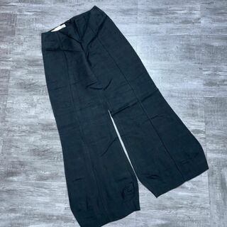 エンポリオアルマーニ(Emporio Armani)のエンポリオ・アルマーニ レーヨン ベルボトムパンツ 黒 ブラック リネン混(その他)