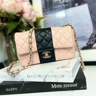 シャネル(CHANEL)のシャネル ラムスキン ミニ マトラッセ ショルダーバッグ ブラック×ピンク(ショルダーバッグ)