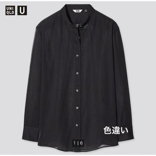 ユニクロ(UNIQLO)のsizeS♡UNIQLO ユニクロ シアーバンドカラーシャツ（長袖）(シャツ/ブラウス(長袖/七分))