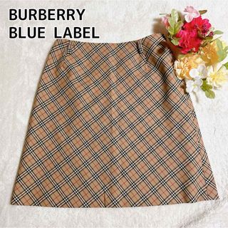 BURBERRY BLUE LABEL - バーバリーブルーレーベル ノバチェック 人気のベージュ スカート 台形 36