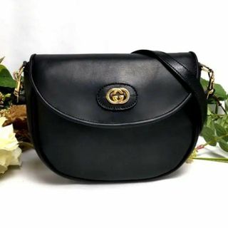 グッチ(Gucci)の★クリーニング済み★グッチ インターロッキング ショルダーポーチ 黒ヴィンテージ(ショルダーバッグ)