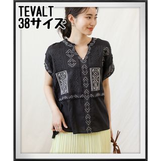 TEVALT トップス　カットソー　半袖　ブラウス　シャツ　刺繍　ブラック　グレ(Tシャツ(半袖/袖なし))