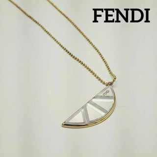 フェンディ(FENDI)の★FENDI★ ネックレス オレンジ 半月 ボールチェーン ミラー ゴールド(ネックレス)