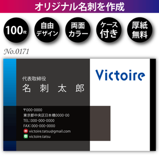 オリジナル名刺作成 100枚 両面フルカラー 紙ケース付 No.0171(オフィス用品一般)