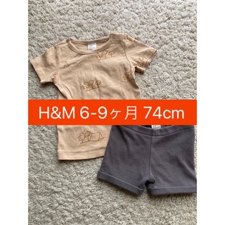 エイチアンドエム(H&M)のH&M　手書きキャンプ柄Tシャツとリブショートパンツ　セット(Ｔシャツ)