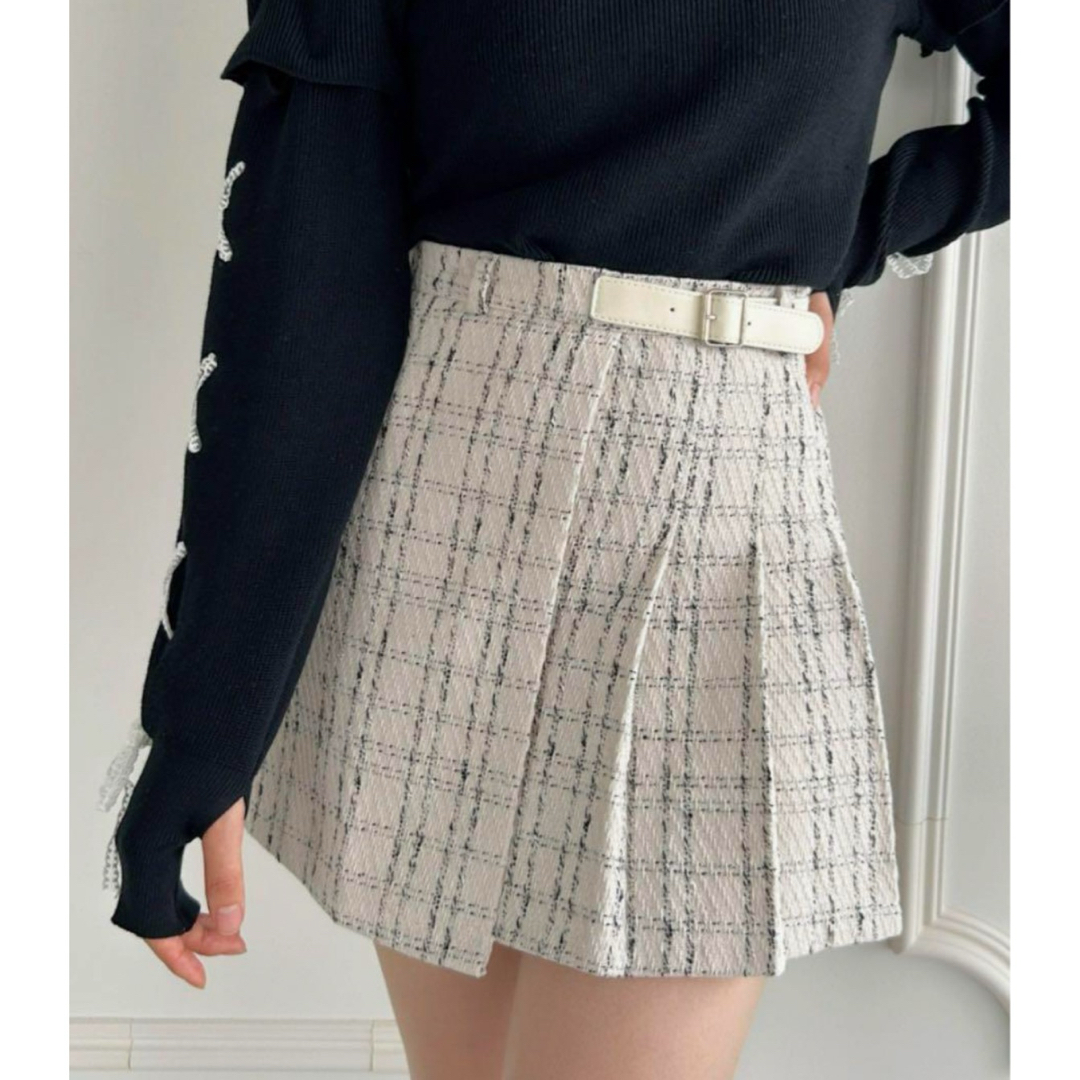 Loueme ツイードベルト付きミニスカート レディースのスカート(ミニスカート)の商品写真