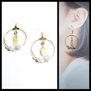 No.1412-C　インコ☆フープピアス・イヤリング(ピアス)