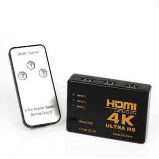 HDMI 切替器 4Kx2K HDMI分配器/3入力1出力 自動・手動切換え(映像用ケーブル)
