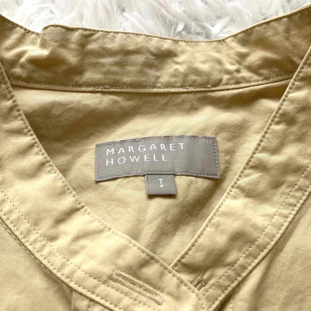 MARGARET HOWELL(マーガレットハウエル)のマーガレットハウエル　2020SS バンドカラー　半袖シャツ　イエロー　コットン レディースのトップス(シャツ/ブラウス(半袖/袖なし))の商品写真