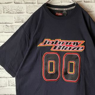 US古着⭐︎ジョニーブレイズ ビッグ刺繍ワッペン ゆるダボT ネイビー XXL