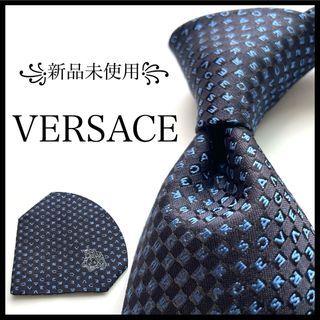 VERSACE - ꧁新品未使用꧂ ヴェルサーチ ネクタイ ロゴグラム メデューサ ブラック ブルー