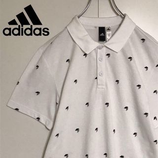 adidas - 【美品】アディダス　袖ロゴ入りポロシャツ　ホワイト　総柄人気L  H774