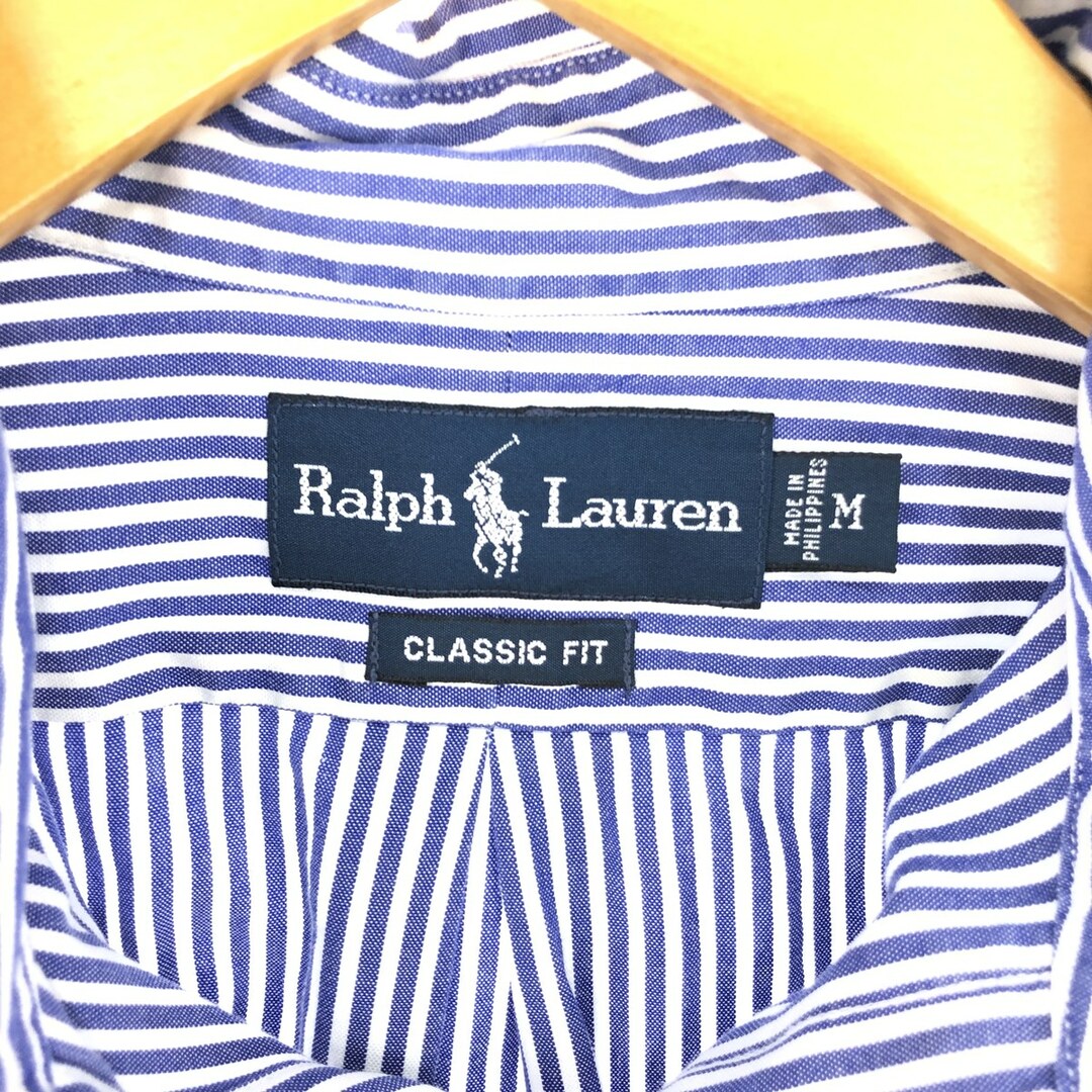 Ralph Lauren(ラルフローレン)の古着 ラルフローレン Ralph Lauren CLASSIC FIT 長袖 ボタンダウンストライプシャツ メンズM /eaa442686 メンズのトップス(シャツ)の商品写真