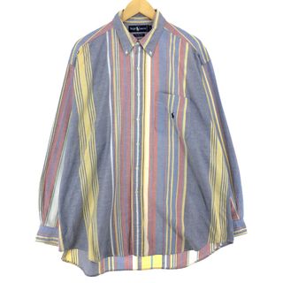 ラルフローレン(Ralph Lauren)の古着 ラルフローレン Ralph Lauren BIG SHIRT マルチストライプ  長袖 ボタンダウンストライプシャツ メンズXL /eaa442693(シャツ)