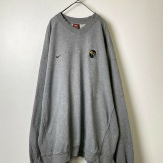 ナイキ(NIKE)の90s 00s NIKE スウッシュロゴ刺繍 スウェット 灰 2XL S1710(スウェット)