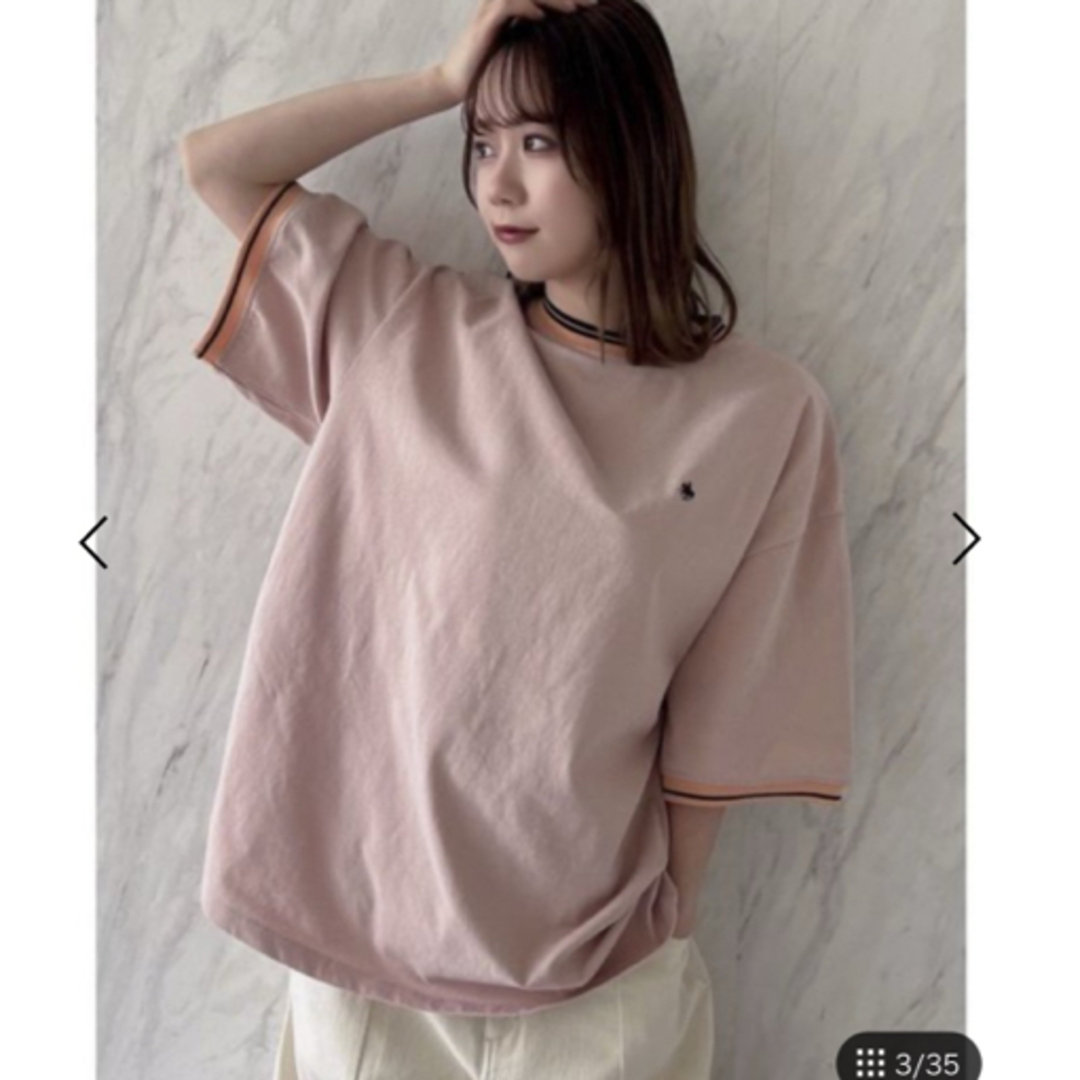 dazzlin(ダズリン)のダズリン dazzlin  POLO BCS  バイカラービッグTシャツ　ピンク レディースのトップス(Tシャツ(半袖/袖なし))の商品写真