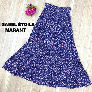 イザベルマラン(Isabel Marant)の【定価5万円】イザベルマランエトワール 花柄ティアードロングスカート ネイビー(ロングスカート)