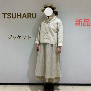 ツハルバイサマンサモスモス(TSUHARU by Samansa Mos2)のツハル  ダブルボタンレース貼りジャケット     日本製生地(ノーカラージャケット)