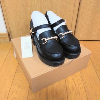 アクシーズファム(axes femme)のアクシーズファム　パール金具ローファー　M　23.5cm　ブラック(ローファー/革靴)